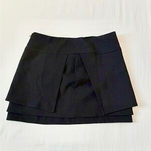 Helmut Lang Black Layered Skirt Size 2 Minimalist Designer Tailored Modern Chic